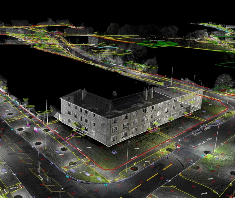Point cloud dataset utilized for a topographical survey