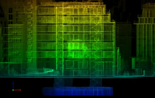 Section through pointcloud used for measured buidling survey