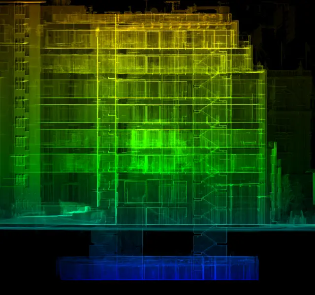 Section through pointcloud used for measured buidling survey
