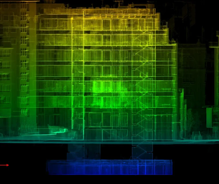 Section through pointcloud used for measured buidling survey