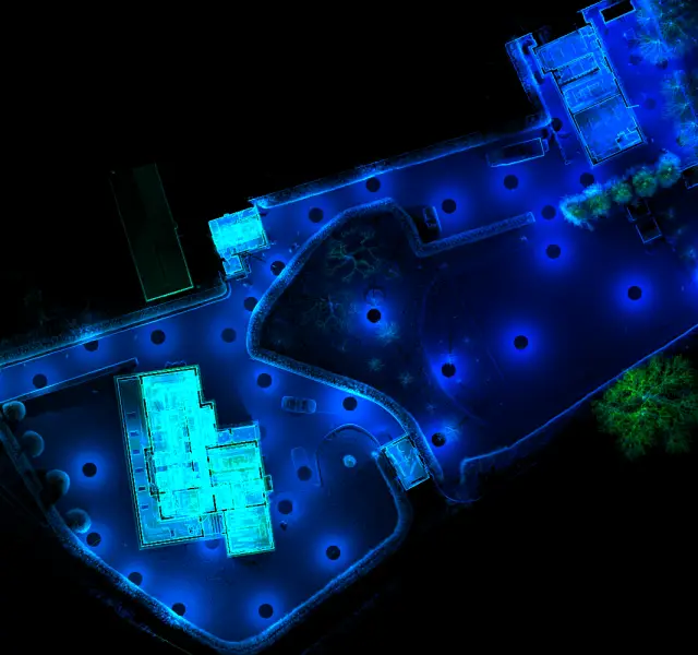Laser scan data of a large farm project from above