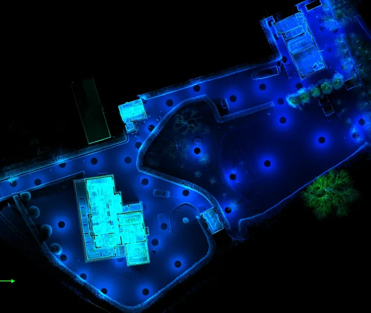 Laser scan data of a large farm project from above