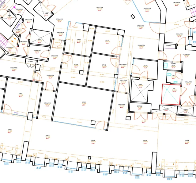 CAD floorplan of a measured building survey an office refurbishment project