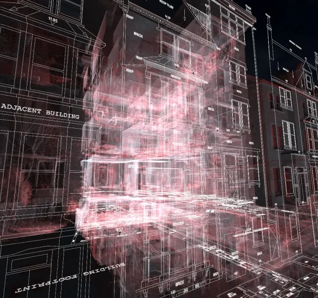 Elevation of office with laser scan